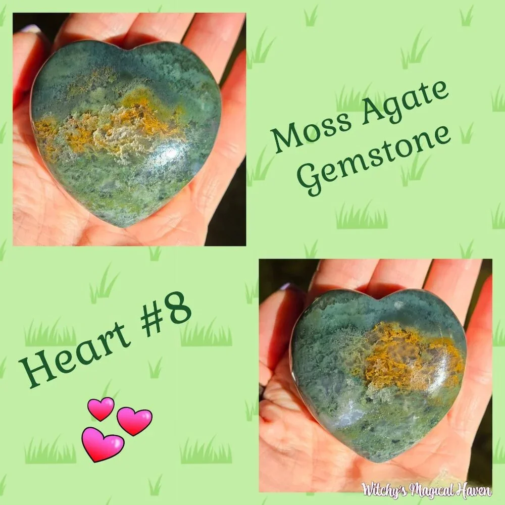 Moss Agate Gemstone Crystal Hearts